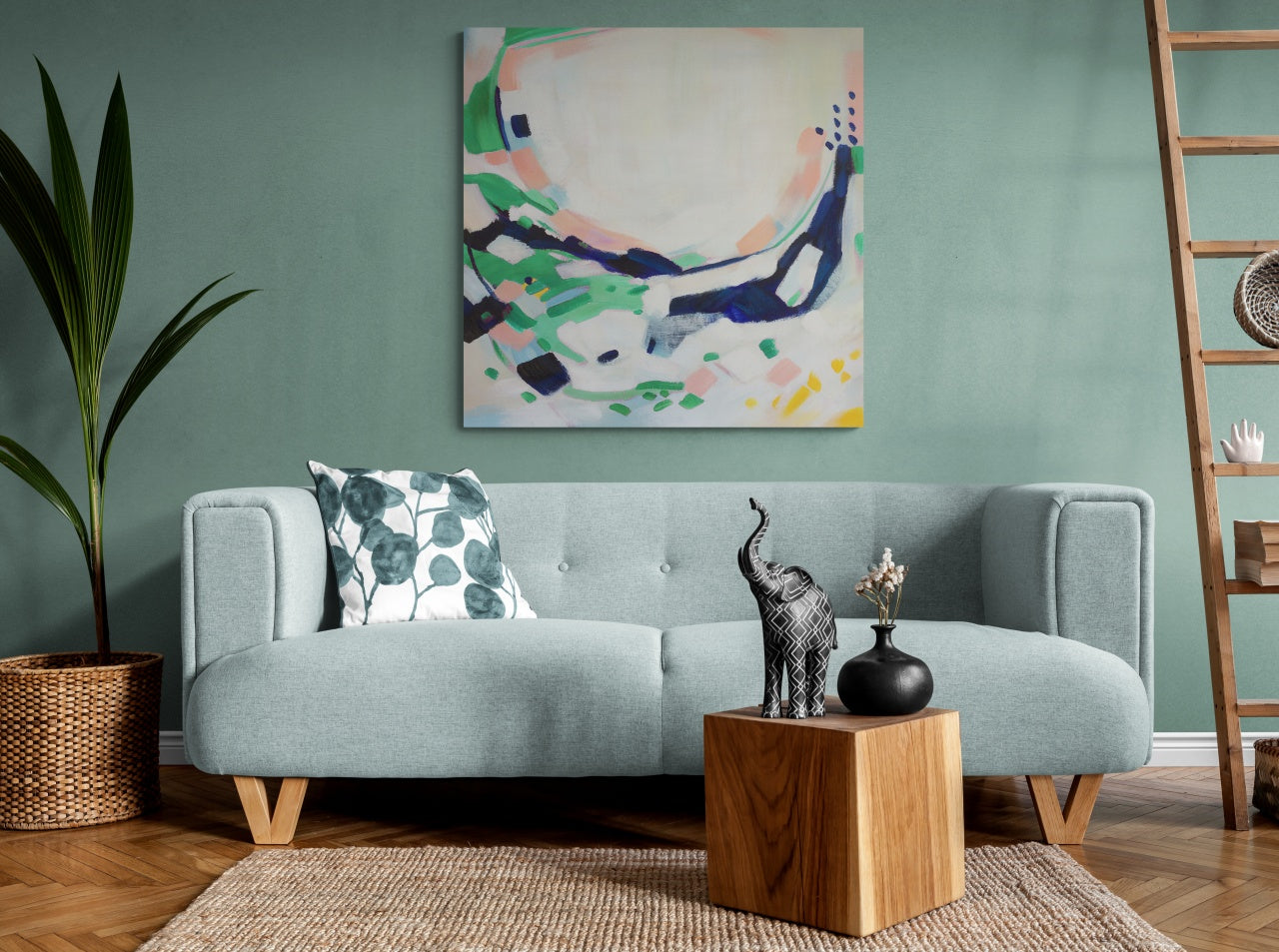 Abstract Harmony: Colorful Modern Oil Painting for Contemporary Home Décor