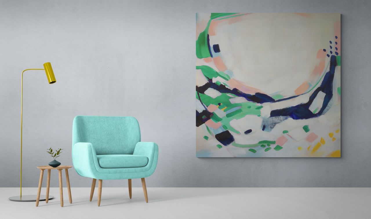 Abstract Harmony: Colorful Modern Oil Painting for Contemporary Home Décor