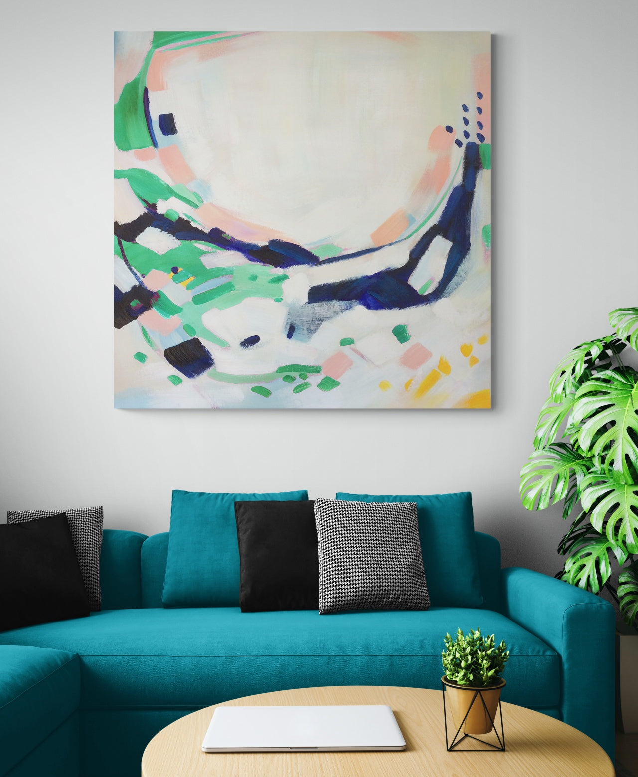 Abstract Harmony: Colorful Modern Oil Painting for Contemporary Home Décor