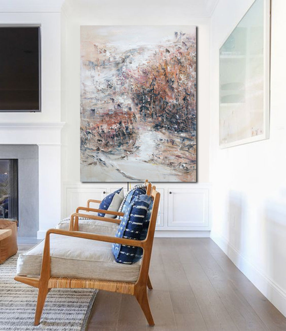 Serene Abstract Landscape Oil Painting for Tranquil Home Decor