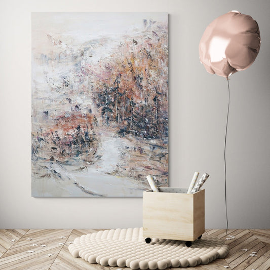 Serene Abstract Landscape Oil Painting for Tranquil Home Decor