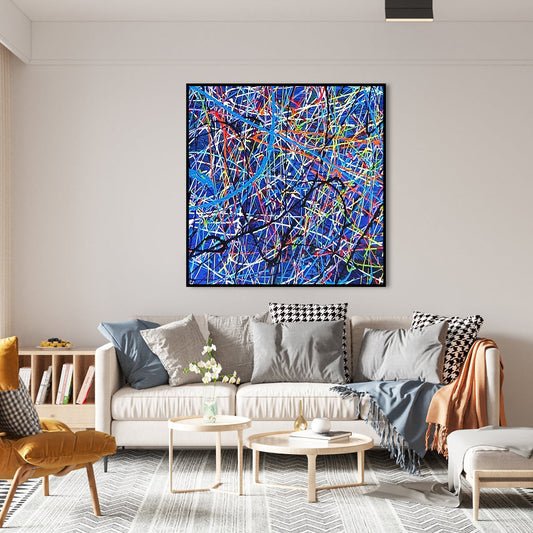 Vibrant Abstract Expression: Colorful Journey Through Time in Oil Painting