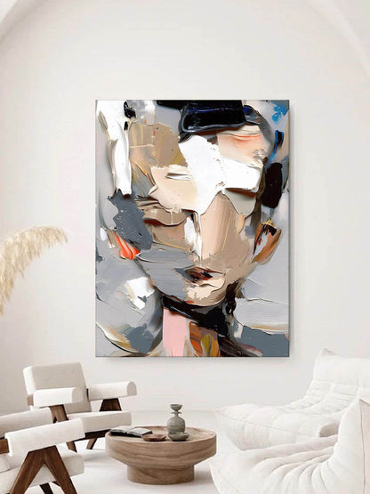 Abstract Oil Painting with Bold Colors and Distinctive Textures