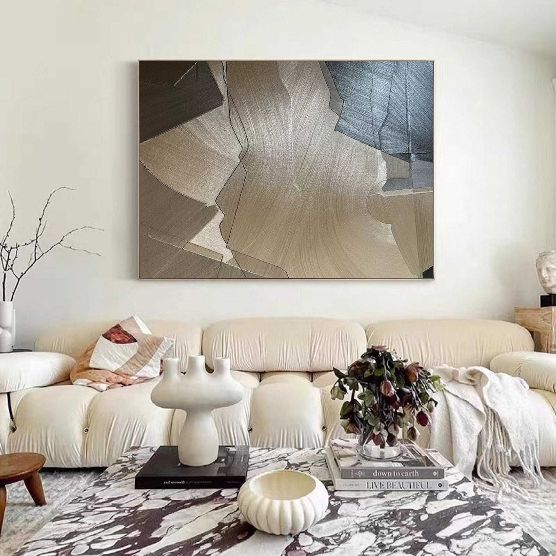 Abstract Earth Tones Oil Painting for Modern Home Decor and Art Lovers