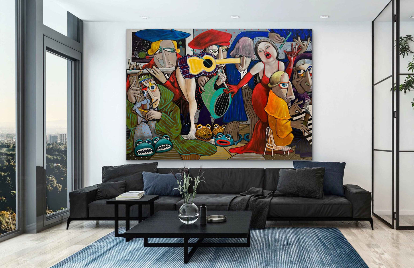 Vibrant Pop Art Oil Painting of Music and Emotion for Modern Art Lovers