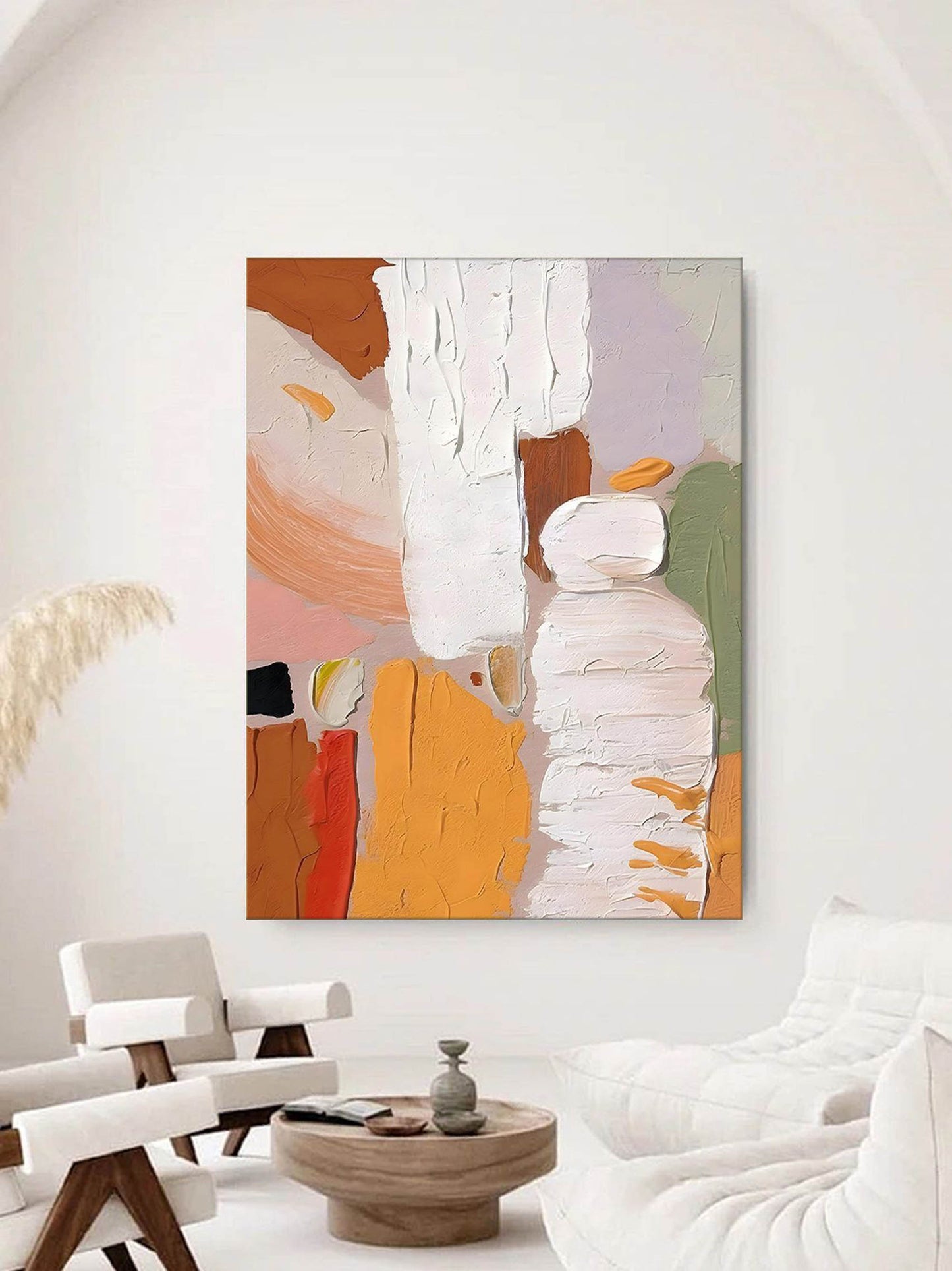 Abstract Expressionism Oil Painting in Vibrant Earthy Tones for Modern Decor