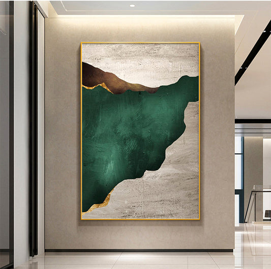 Stunning Emerald Abstract Oil Painting for Modern Home Decor