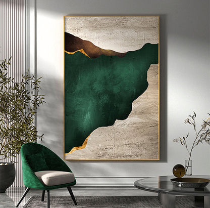 Stunning Emerald Abstract Oil Painting for Modern Home Decor