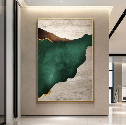 Stunning Emerald Abstract Oil Painting for Modern Home Decor