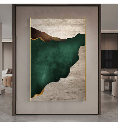 Stunning Emerald Abstract Oil Painting for Modern Home Decor