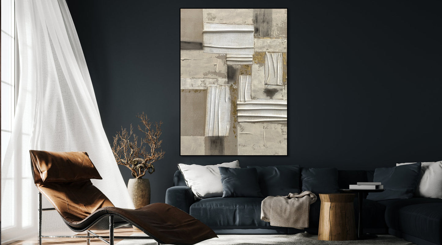 Modern Architectural Abstract Oil Painting for Elegant Home Décor