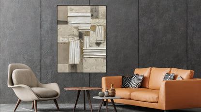 Modern Architectural Abstract Oil Painting for Elegant Home Décor