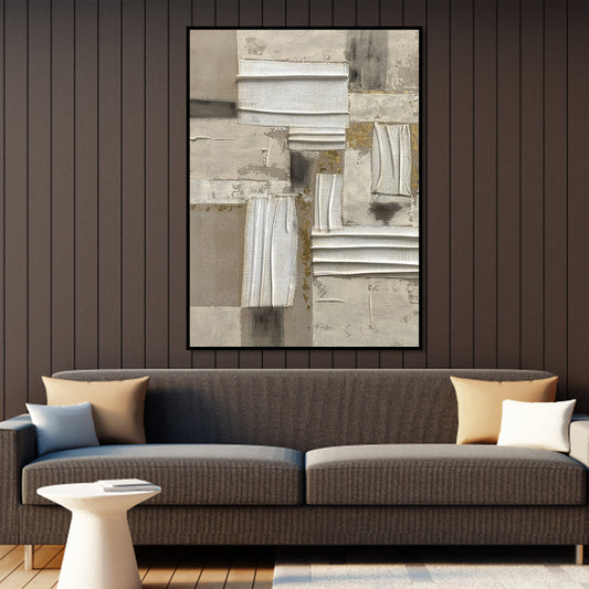 Modern Architectural Abstract Oil Painting for Elegant Home Décor