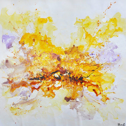 Vibrant Spring Celebration: Abstract Yellow and Orange Oil Painting for Home Decor