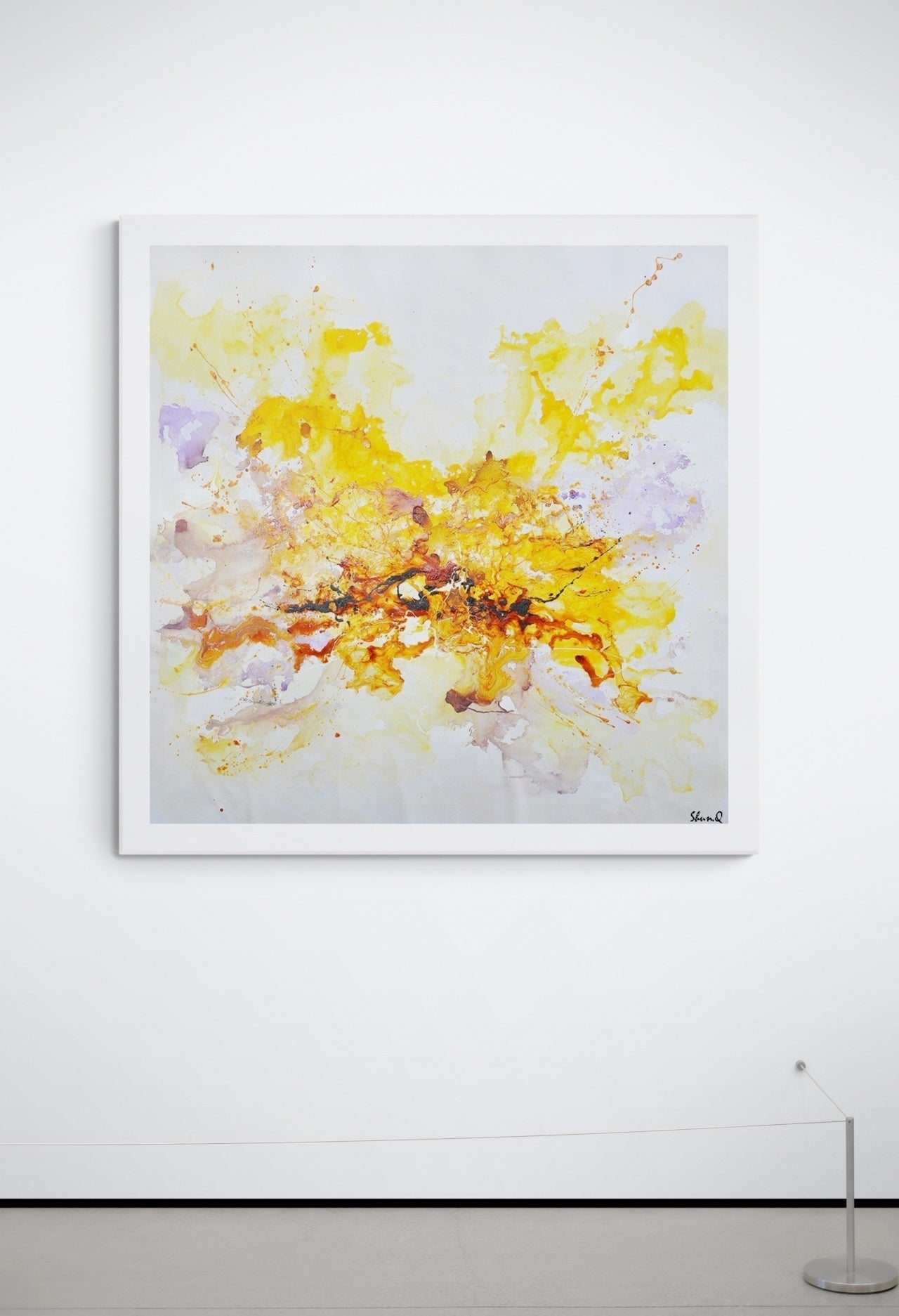 Vibrant Spring Celebration: Abstract Yellow and Orange Oil Painting for Home Decor