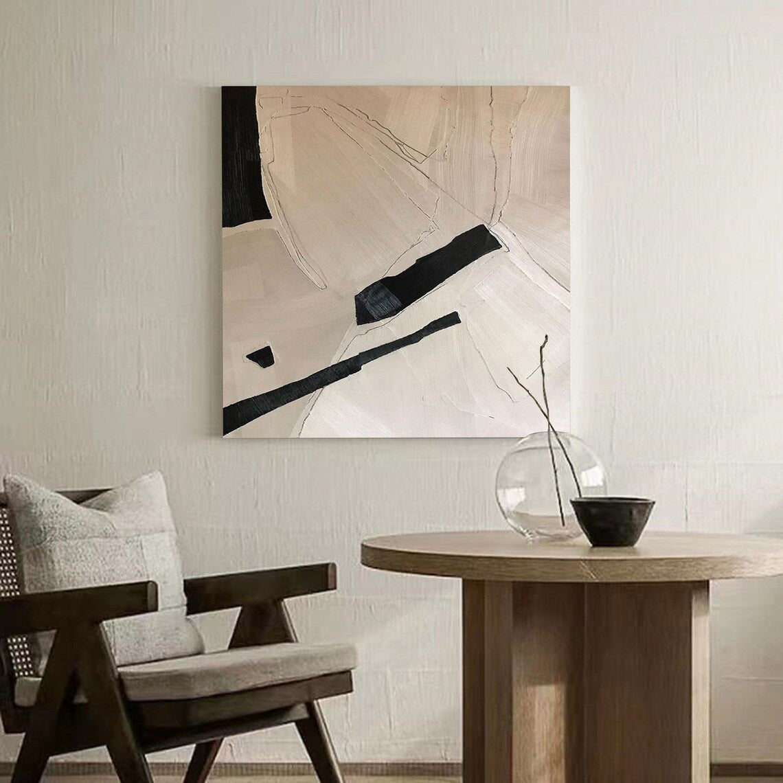 Modern Abstract Oil Painting with Neutral Tones for Contemporary Decor