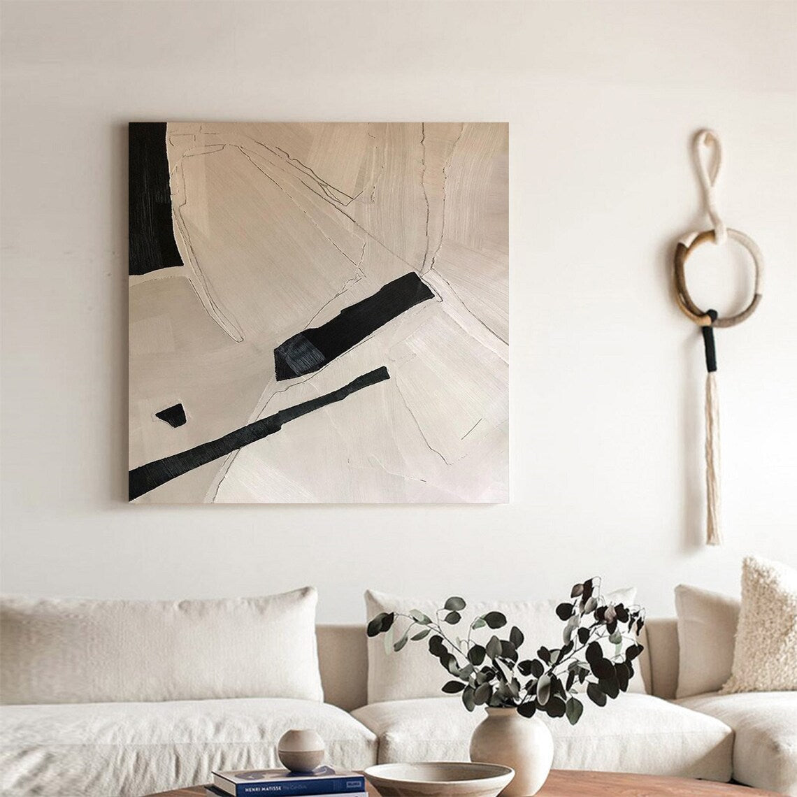 Modern Abstract Oil Painting with Neutral Tones for Contemporary Decor