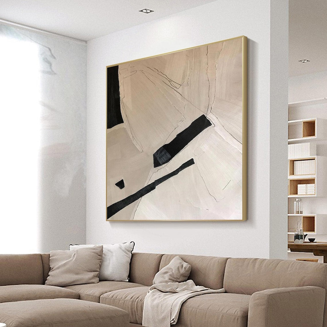 Modern Abstract Oil Painting with Neutral Tones for Contemporary Decor