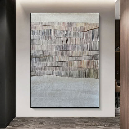 Whispering Reeds: Serene Abstract Oil Painting for Modern Home Decor