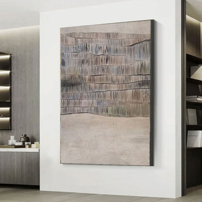 Whispering Reeds: Serene Abstract Oil Painting for Modern Home Decor