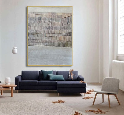 Whispering Reeds: Serene Abstract Oil Painting for Modern Home Decor