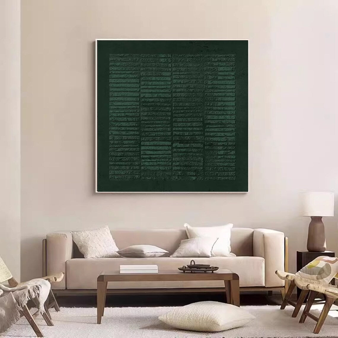Mystical Emerald Abstract Oil Painting for Modern Home Décor