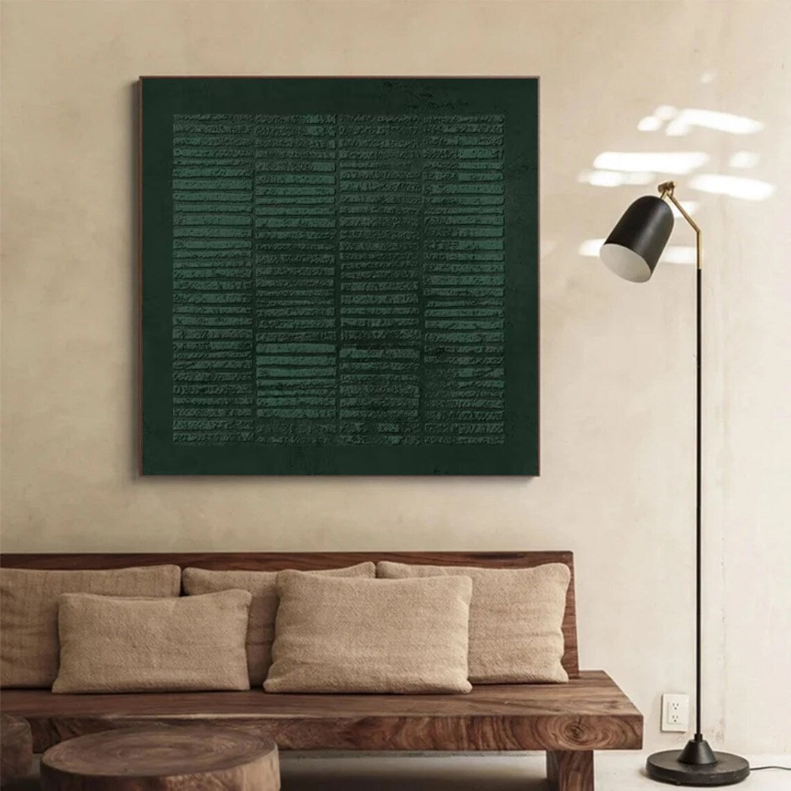 Mystical Emerald Abstract Oil Painting for Modern Home Décor