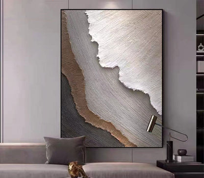 Textured Coastal Landscape Oil Painting for Modern Home Decor