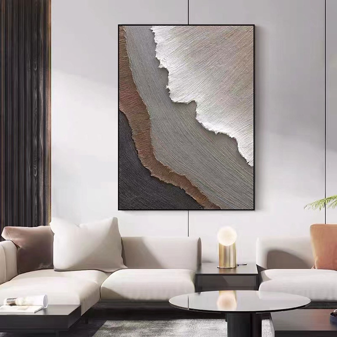 Textured Coastal Landscape Oil Painting for Modern Home Decor