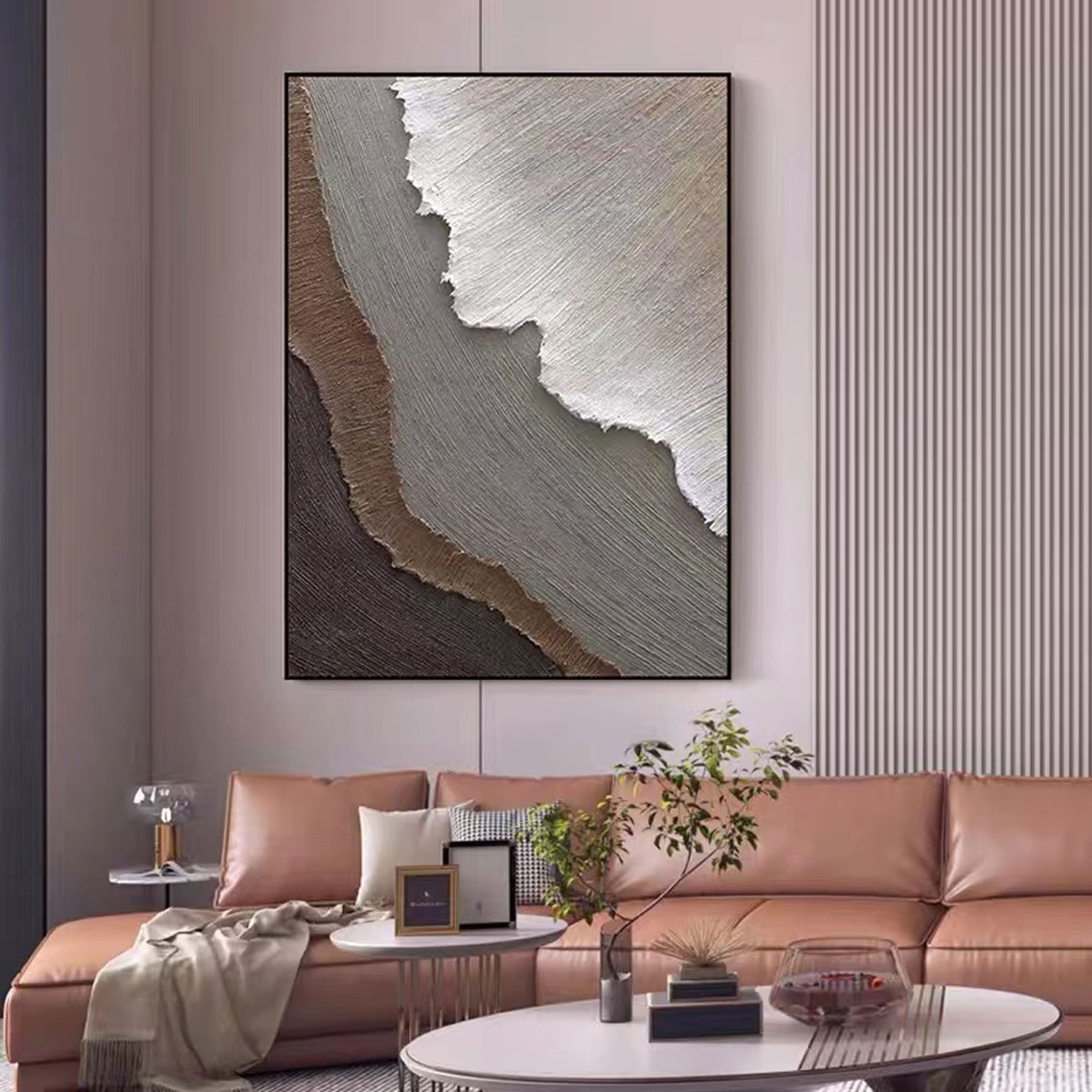 Textured Coastal Landscape Oil Painting for Modern Home Decor