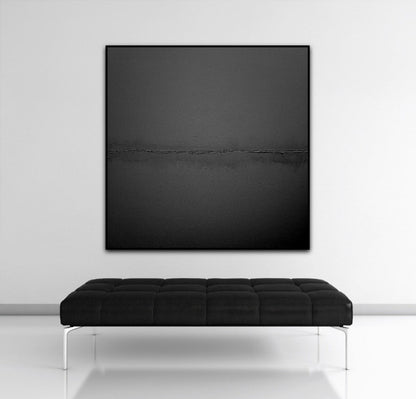 Serene Black Landscape Oil Painting for Modern Home Decor