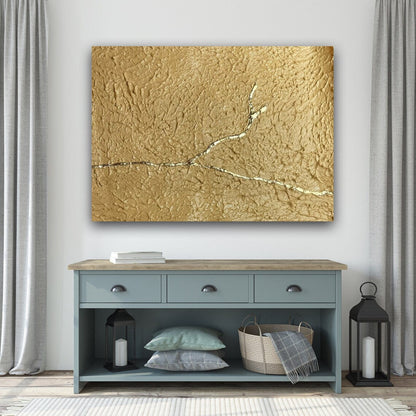 Elegant Gold Abstract Oil Painting for Modern Home Decor