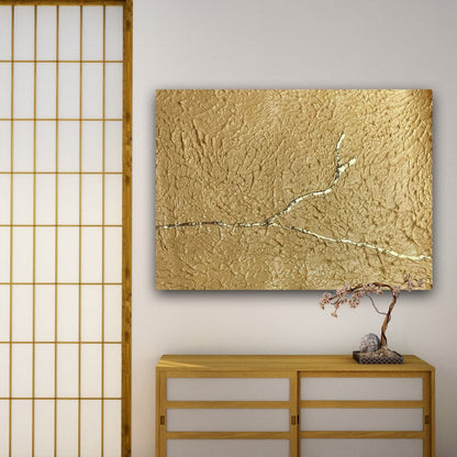 Elegant Gold Abstract Oil Painting for Modern Home Decor