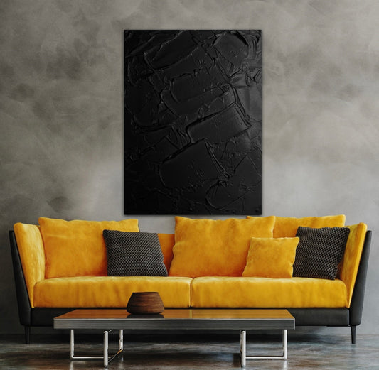 Abstract Black Oil Painting for Elegant Modern Home Decor