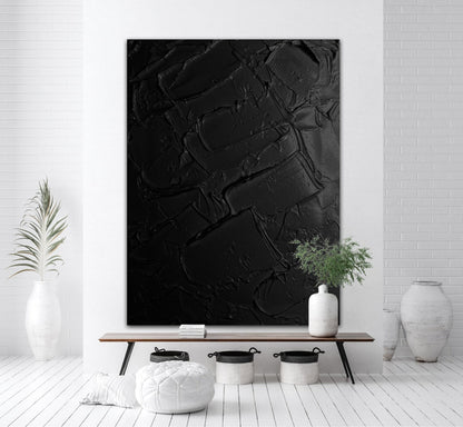 Abstract Black Oil Painting for Elegant Modern Home Decor