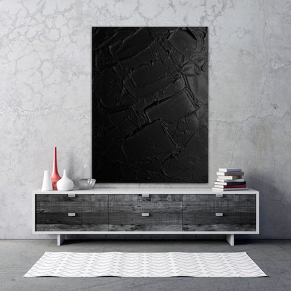 Abstract Black Oil Painting for Elegant Modern Home Decor