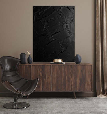 Abstract Black Oil Painting for Elegant Modern Home Decor