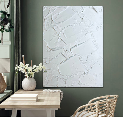 Elegant White Textured Oil Painting for Modern Home Decor