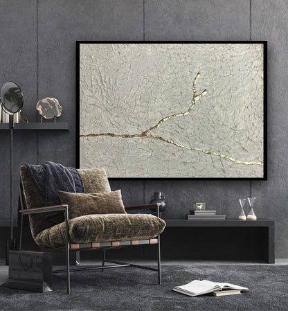 Modern Abstract Oil Painting with Elegant Gold Accents for Stylish Decor