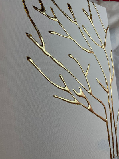 Stylish Gold-Leaf Tree Branch Oil Painting for Modern Home Decor