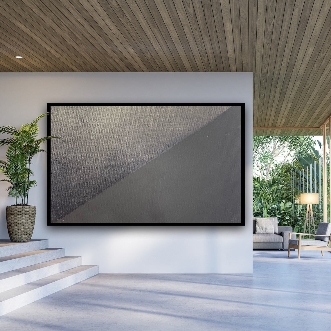 Tranquil Grey Abstract Oil Painting for Modern Home Decor