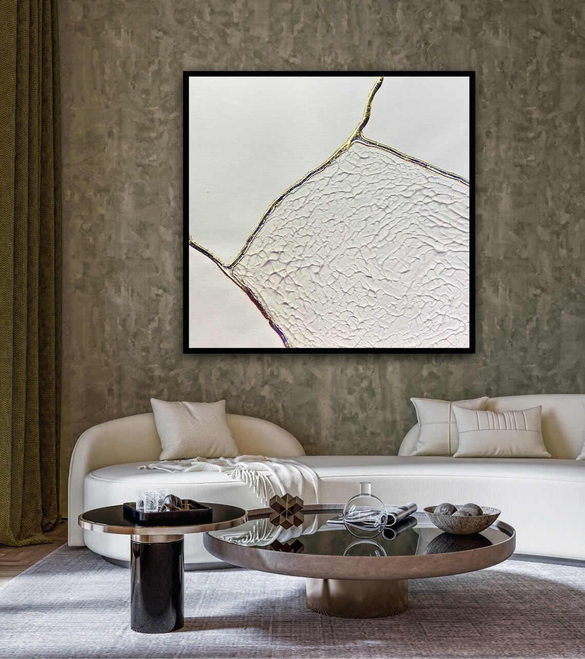 Textured Abstract Oil Painting with Subtle Cracks and Soft Hues for Modern Decor