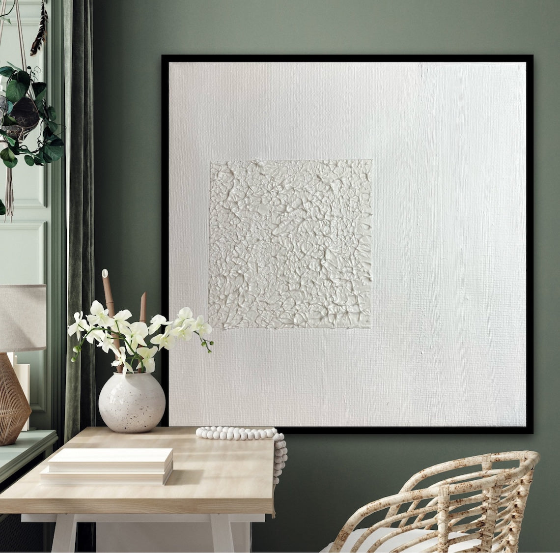 Chic Monochrome Oil Painting for Contemporary Home Decor