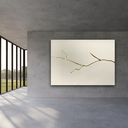 Elegant Minimalist Abstract Oil Painting with Gold Detailing