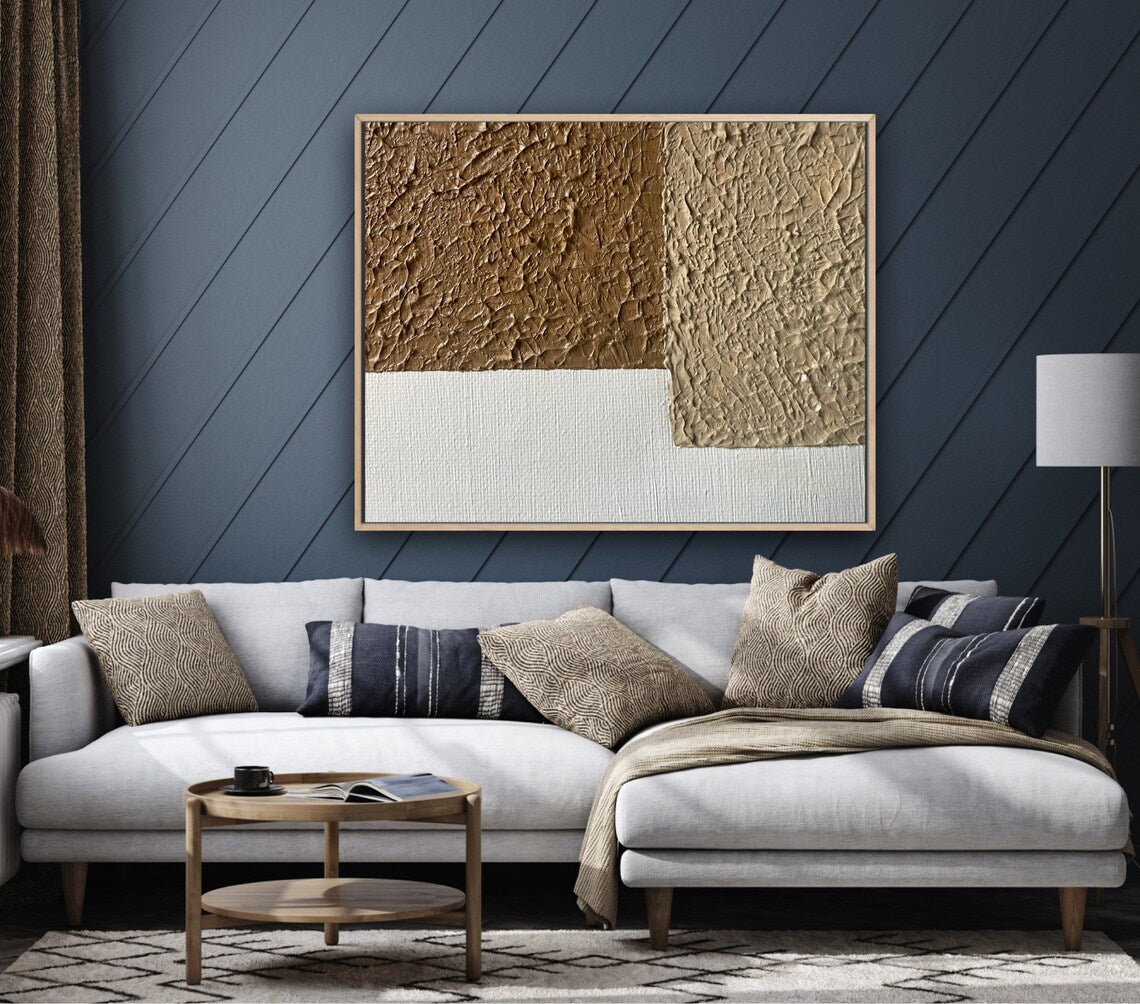 Textured Earth Tones Oil Painting for Modern Home Decor