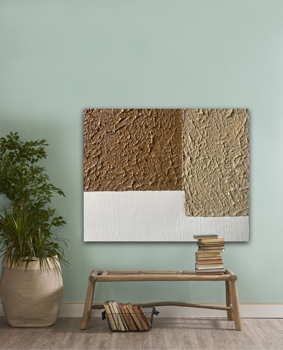 Textured Earth Tones Oil Painting for Modern Home Decor