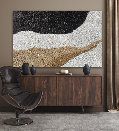 Abstract Monochrome Texture Oil Painting for Modern Home Decor