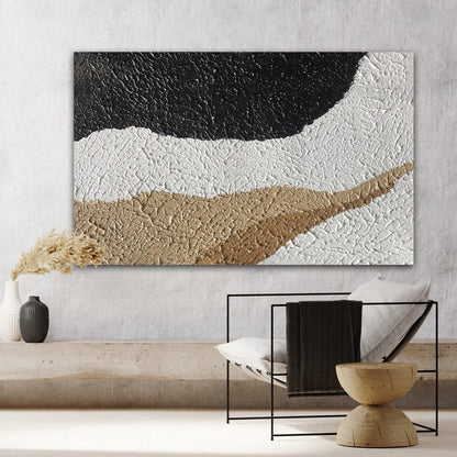 Abstract Monochrome Texture Oil Painting for Modern Home Decor