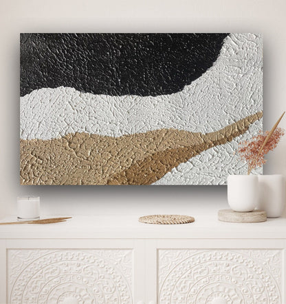 Abstract Monochrome Texture Oil Painting for Modern Home Decor