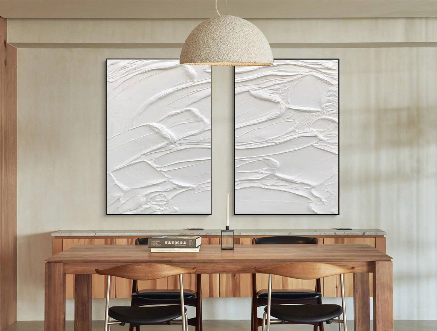 Elegant White Minimalist Abstract Oil Paintings for Modern Home Décor